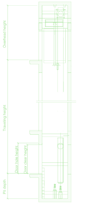 Machine room-less — shaft elevation